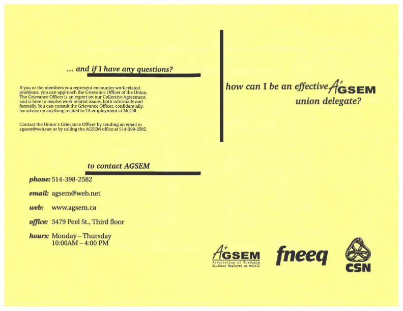 AGSEM delegate manual (n.d.). AGSEM Archives, Vol. 5.2 “Delegate Information 2007-2008.”