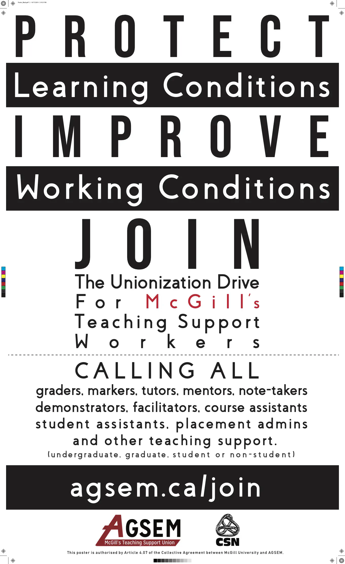 Academic Workers Unionization Drive Flyer (2019-20).